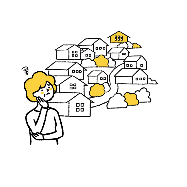 店舗が遠くて困っている人のイラスト